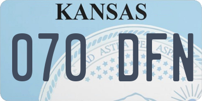 KS license plate 070DFN
