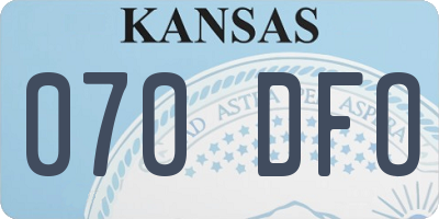 KS license plate 070DFO