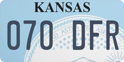 KS license plate 070DFR