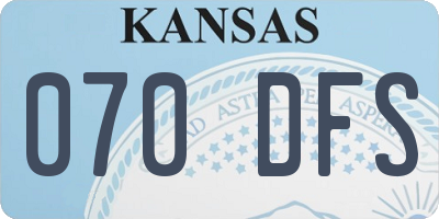 KS license plate 070DFS