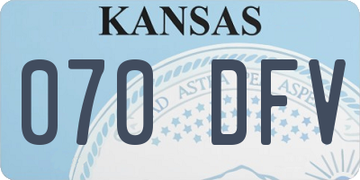 KS license plate 070DFV