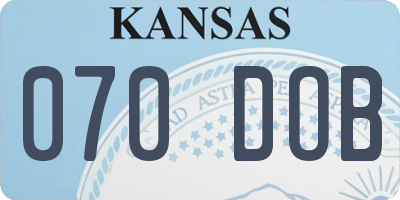 KS license plate 070DOB