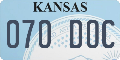 KS license plate 070DOC