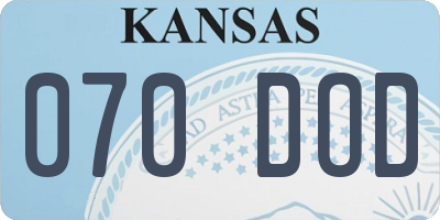 KS license plate 070DOD