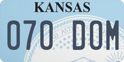 KS license plate 070DOM