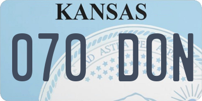 KS license plate 070DON