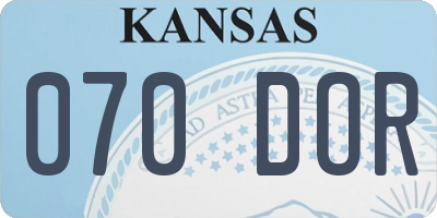 KS license plate 070DOR