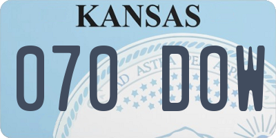 KS license plate 070DOW