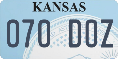 KS license plate 070DOZ