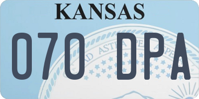 KS license plate 070DPA
