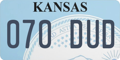 KS license plate 070DUD
