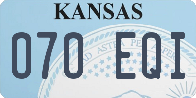 KS license plate 070EQI