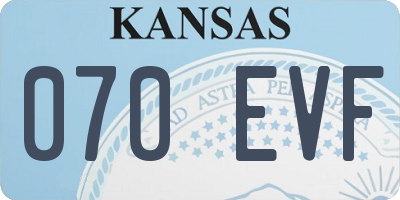 KS license plate 070EVF