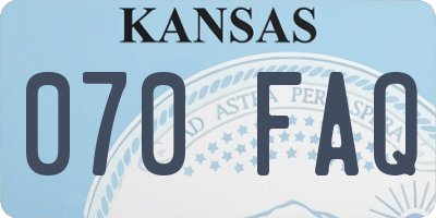 KS license plate 070FAQ