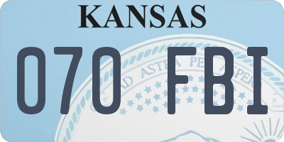 KS license plate 070FBI