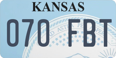 KS license plate 070FBT