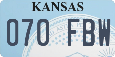 KS license plate 070FBW