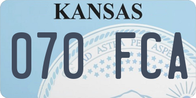 KS license plate 070FCA