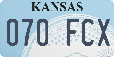 KS license plate 070FCX