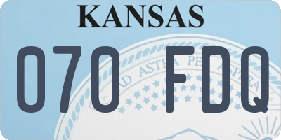 KS license plate 070FDQ