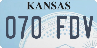 KS license plate 070FDV
