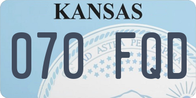 KS license plate 070FQD
