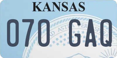 KS license plate 070GAQ