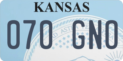KS license plate 070GNO