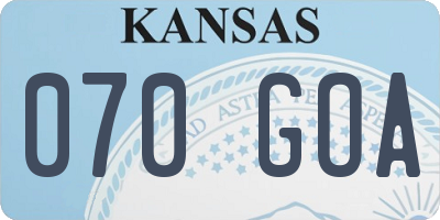 KS license plate 070GOA
