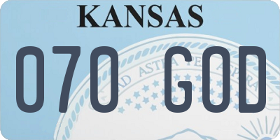 KS license plate 070GOD