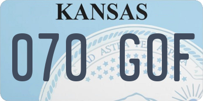 KS license plate 070GOF