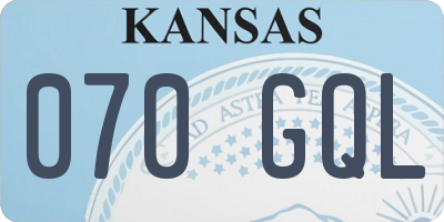 KS license plate 070GQL