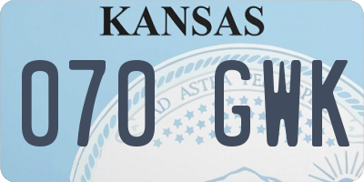 KS license plate 070GWK