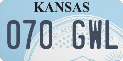 KS license plate 070GWL