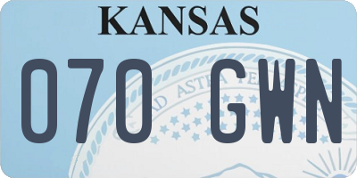 KS license plate 070GWN