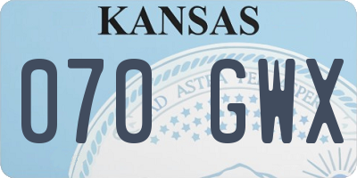 KS license plate 070GWX