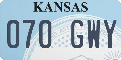 KS license plate 070GWY