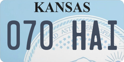 KS license plate 070HAI
