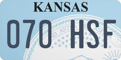 KS license plate 070HSF