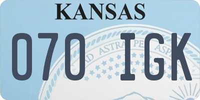 KS license plate 070IGK