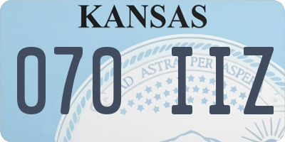 KS license plate 070IIZ