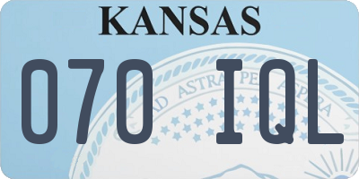 KS license plate 070IQL