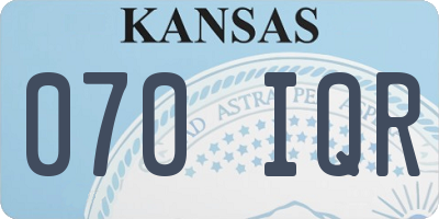 KS license plate 070IQR