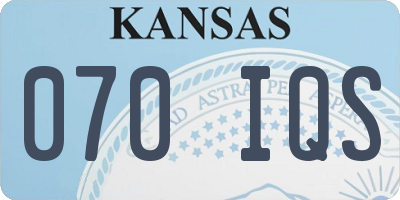 KS license plate 070IQS