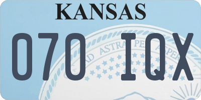KS license plate 070IQX