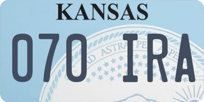 KS license plate 070IRA