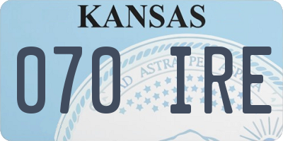 KS license plate 070IRE
