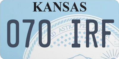 KS license plate 070IRF