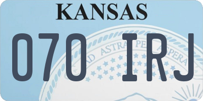 KS license plate 070IRJ