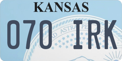 KS license plate 070IRK